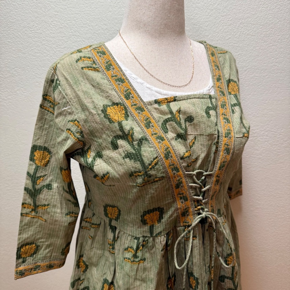 Nav Jeewan Babydoll Ethnic Boho Fusion Made India Tunic Top Women Size Large 42
